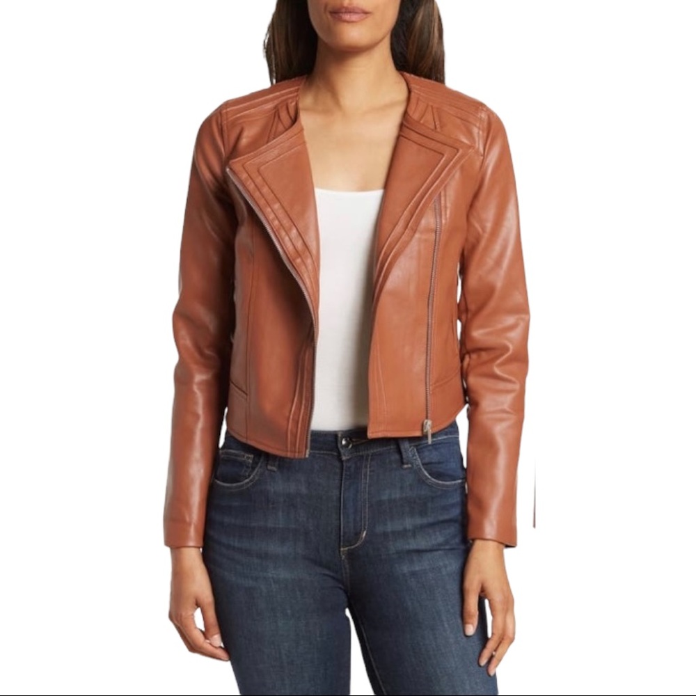 NWOT Faux Leather Moto Jacket. Size:L